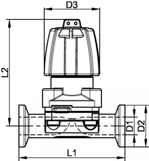 Manual pc diaphragm valve clamp - stainless steel cf3m (316l) (Schema)