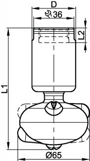 Beam jet cleaning nozzle - free rotation - stainless steel 316l (Schema)