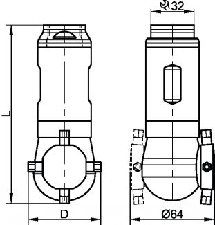 Intense beam jet cleaning nozzle - gear controlled rotation - stainless steel 316 and 632 (Schema)