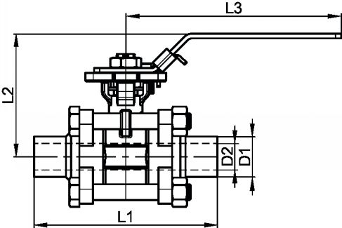 Vanne à boule 3 pièces hygiénique à souder (Diagrama)