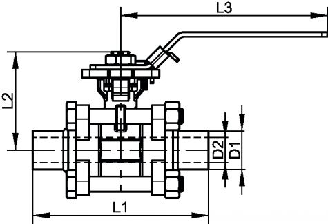 Vanne à boule 3 pièces hygiénique à souder (Diagrama)