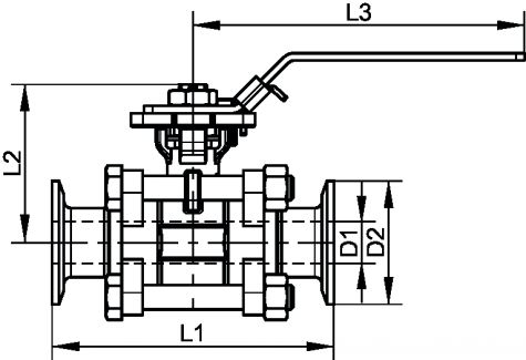 Vanne à boule 3 pièces hygiénique clamp (Diagrama)