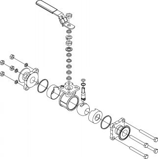 Vanne à boule 3 pièces hygiénique clamp (Diagrama #2)