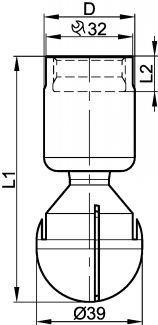 Slotted cleaning nozzle - free rotation - stainless steel 316l (Schema)