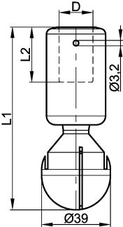 Slotted cleaning nozzle - free rotation - stainless steel 316l (Schema #2)