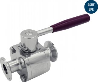 Clamp aseptic 3 pieces ball valve - stainless steel 316l