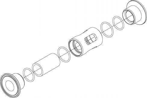 Aseptic sight glass clamp - stainless steel 316l (Schema #2)