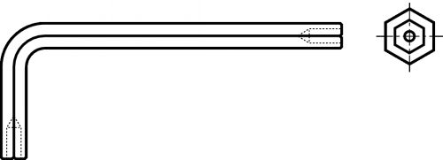 Clé pour vis inviolable six pans creux acier (Schéma)