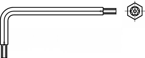 Clé pour vis inviolable six lobes acier (Schéma)