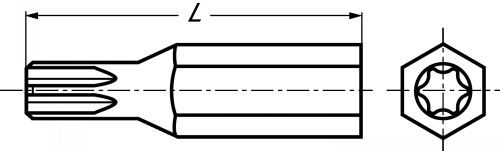 Embout pour vis empreinte six lobes - acier (Schéma)