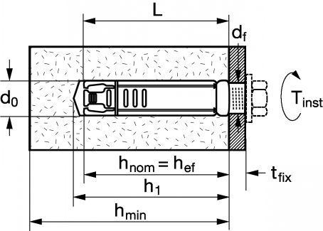 Studbolt anchor - zinc plated steel (Schema)