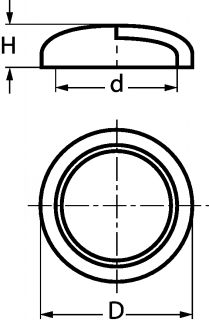 Cache vis tête cylindrique bombée (diamètre 4,8) plastique p.a  6.6 (Schéma)