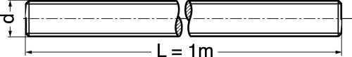 Tige filetée - longueur 1 mètre plastique p.a  6.6 - din 976 (Diagrama)