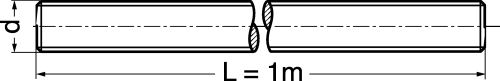 Tige filetée - longueur 1 mètre plastique p.a  6.6 - din 976 (Schéma)
