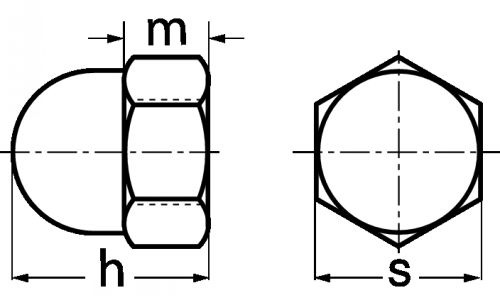 Hexagon cap nut - plastic p.a 6.6 - din 1587 plastique p.a  6.6 - din 1587 (Schema)