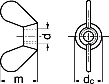Ecrou à oreilles plastique p.a  6.6 (Diagrama)