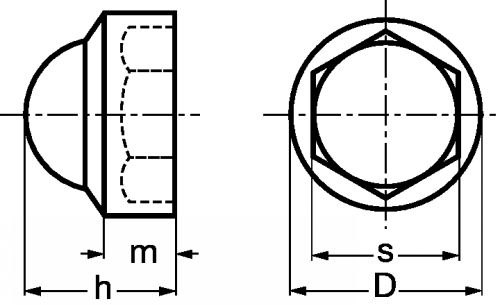 Cache écrou hexagonal noir plastique pehd (Schéma)