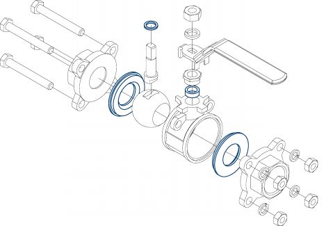 Kit de joints pour vannes à boule 58163 - 58165 - 58171 - 58172 (Diagrama)