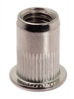 Flat head knurled rivet nut - stainless steel a2 inox a2