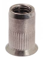 Countersunk head knurled rivet nut - stainless steel a2 inox a2