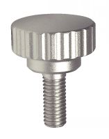 Knurled knob with threaded rod - stainless steel