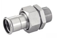 UNION CONNECTOR FEMALE TO PRESS / BSPT MALE THREAD - M TYPE PROFIL M Inox 316L - EPDM (Model : 41144)