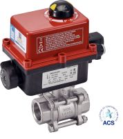 Vanne 3 pi&egrave;ces F/F avec actionneur &eacute;lectrique IP68