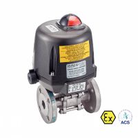 Vanne à boule 3 pièces à brides ISO avec actionneur électrique ATEX IP68