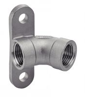 FEMALE / FEMALE ELBOW 45°, 60°, 75° OR 90° WITH FIXING PLATE (CASTING) - STAINLESS STEEL 316 Inox 316 moulé (Model : 5284)