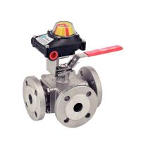 Vanne 3 voies à brides avec détection de position - Passage en L