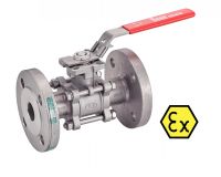 3 PIECES ATEX FLANGED BALL VALVE WITH ISO MOUNTING PAD - FULL BORE - LOCKABLE HANDLE - STAINLESS STEEL 316 PASSAGE INTÉGRAL - POIGNÉE CADENASSABLE Inox 316 (Model : 58259)