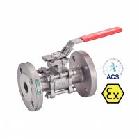 3 PIECES ATEX FLANGED BALL VALVE WITH ISO MOUNTING PAD - FULL BORE - LOCKABLE HANDLE - STAINLESS STEEL 316 PASSAGE INTÉGRAL - POIGNÉE CADENASSABLE - ACS Inox 316 (Model : 58259)