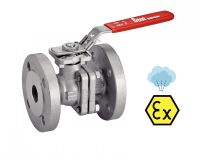 2 PIECES ATEX FLANGED BALL VALVE WITH ISO MOUNTING PAD - FULL BORE - LOCKABLE HANDLE - STAINLESS STEEL 316 PASSAGE INTÉGRAL - POIGNÉE CADENASSABLE Inox 316 (Model : 58269)