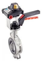 BUTTERFLY VALVE WITH LOCATING HOLES AND O/C POSITION SENSING - CF8M STAINLESS STEEL BODY AND BUTTERFLY - SILICONE GASKET CORPS ET PAPILLON INOX CF8M - JOINT SILICONE ALIMENTAIRE (Model : 58424D)