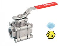 3 PIECES ATEX BALL VALVE WITH ISO MOUNTING PAD - FEMALE / FEMALE BSP - FULL BORE - LOCKABLE HANDLE - API 607 - STAINLESS STEEL 316 1500 LBS / PN100 - PASSAGE INTÉGRAL - POIGNÉE CADENASSABLE Inox 316 (Model : 58463)