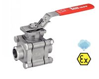 3 PIECES ATEX BALL VALVE WITH ISO MOUNTING PAD - BUTT WELDING - FULL BORE - LOCKABLE HANDLE - API 607 - STAINLESS STEEL 316 1500 LBS / PN100 - PASSAGE INTÉGRAL - POIGNÉE CADENASSABLE Inox 316 (Model : 58472)