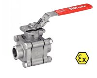 VANNE 3 PIÈCES ATEX À SOUDER BW AVEC PLATINE ISO - API 607 1500 LBS / PN100 - PASSAGE INTÉGRAL - POIGNÉE CADENASSABLE Inox 316 (Modelo : 58472)