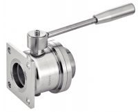 TWO WAYS BALL VALVE WITH STAINLESS STEEL HANDLE, SQUARE FLANGE WITH ROUND HOLES / MALE END - STAINLESS STEEL 316L Inox 316L (Model : 64377)