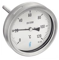 STAINLESS STEEL BIMETALLIC THERMOMETER - BACK MOUNT BSPP CONNECTION - STAINLESS STEEL 316 RACCORD BSPP AXIAL Inox 316 (Model : 7307)