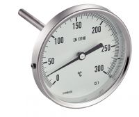 STAINLESS STEEL BIMETALLIC SMOKE THERMOMETER - BACK MOUNT BSPP CONNECTION - STAINLESS STEEL 316 TI RACCORD BSPP AXIAL Inox 316 Ti (Model : 7342)