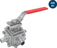 Welding sanitary 3-way-t ball valve - stainless steel cf3m