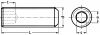 VIS SANS TETE SIX PANS CREUX BOUT PLAT - INOX A2 - ISO 4026 (DIN 913) - Schéma