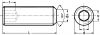 VIS SANS TETE SIX PANS CREUX BOUT CUVETTE - INOX A2 - ISO 4029 (DIN 916) - Schéma