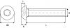Vis &agrave; t&ecirc;te cylindrique bomb&eacute;e plate six lobes Inox A2 - Similaire ISO 7380-1 - sch&eacute;ma