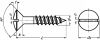 Vis à bois tête fraisée bombée fendue inox a2 - din 95 (Diagrama)