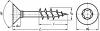 Chipboard screw countersunk head partial thread six lobes recess - stainless steel a2 inox a2 (Schema)