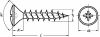 Pozidriv cross recessed raised countersunk head chipboard screw - stainless steel a2 inox a2 (Schema)