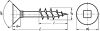 Square recessed countersunk head chipboard screw - partial thread - stainless steel a2 inox a2 (Schema)