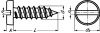 Vis à tôle tête cylindrique large fendue inox a2 - din 7971 - iso 1481 (Schéma)