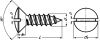 Slotted raised countersunk head tapping screw - stainless steel a2 - din 7973 - iso 1483 inox a2 - din 7973 - iso 1483 (Schema)
